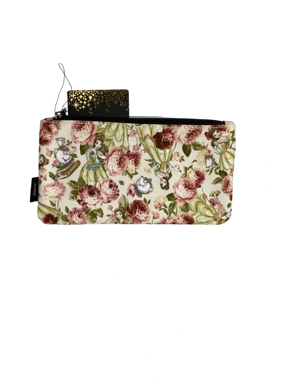 Loungefly Disney Princess Belle Beauty & Beast Floral Zippered Cosmetic Bag NEW